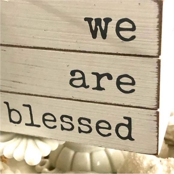 New! “We are blessed” White Wood Book Stack + Rhinestone Cross - Picture 3 of 6